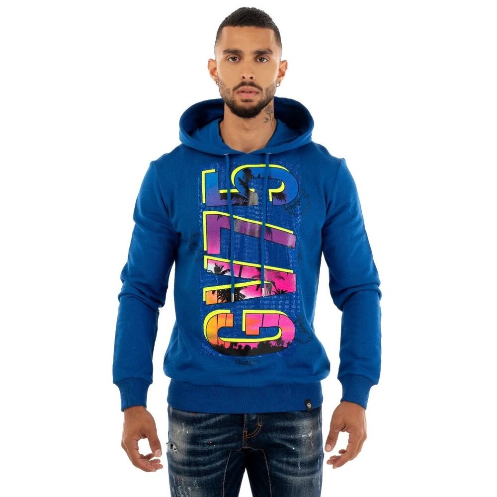 Avenue George V Paris Men's GV75 Rhinestone Pullover Fleece Hoodie Sweatshirt
